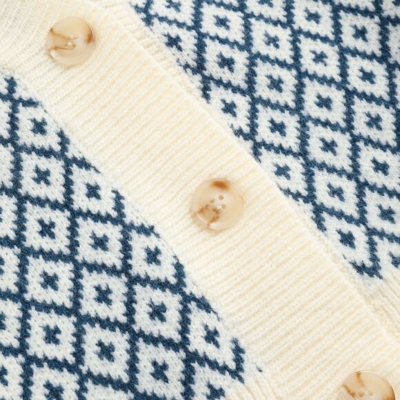 Cider Print Cream Blue Button Up Cardigan XL - Picture 3 of 9